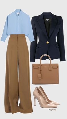 Blue And Camel Outfit, Smart Casuals For Women Outfits, Fall Fashion Work Outfits, Principal Outfits, Outfit Formal Mujer, Dinner Outfit Casual, Blazer Fits, Dress Professional, Casual Work Outfits Women