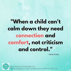 a quote that says when a child can't calm down they need connection and comfort, not criciism and control