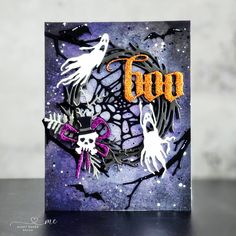 a handmade halloween card with the word boo on it