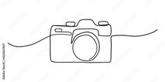 a drawing of a camera with the lens facing up and an arrow pointing at it