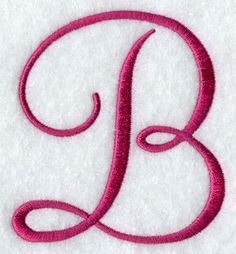 the letter j is made up of pink thread on a white towel with red trim