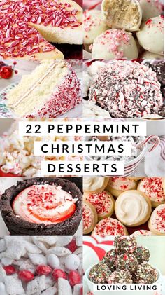 twelve peppermint christmas desserts with text overlay