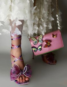 MAY PINK FLORAL Hoco Heels, Floral High Heels, Butterfly Motif, Floral Heels, Heels Outfits, Couture Outfits, Betsey Johnson Shoes, Fashion Footwear, Women's Heels