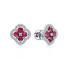 CUSHIONBLUE Fine Jewelry:- Ruby Flower Stud Earrings ,14k Gold Cluster Diamond Studs, Pink Stone Earring, Minimalist Jewelry , Gift For Her This beautiful Ruby Flower Stud Earrings is set in real solid 14K Gold. You can also choose if you want this Pink Stone stud earring in 10K Gold or 925 Silver. This Screw back lock type with Cluster setting diamond stud earring is a perfect gift for mom, wife, fiancee, girlfriend, valentine, daughter, family, or friend. It is a special gift for mother's day, White Gold Flower Shaped Earrings With Gemstones, Fine Jewelry Flower Shaped Halo Earrings, Fine Jewelry Flower-shaped Earrings With Halo Design, Fine Jewelry Flower-shaped Halo Earrings, Ruby Flower, Elegant Gift Wrapping, Earring Minimalist, Jewelry Ruby, Flower Stud Earrings