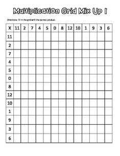 a printable worksheet with the words multiplication chart on it