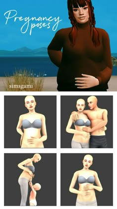 an animated image of a pregnant woman in various stages of breastfeedings, with the caption pregnant possy