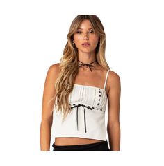 in stock White Sleeveless Top, Open Back Top, Sleeveless Tops, Ribbon Trim, Casual Outfit, Open Back, Mini Skirt, Mini Skirts, Buy Online