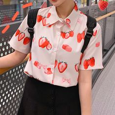 STRAWBERRY MACARON BLOUSE on Storenvy Kristina Webb, Mode Ulzzang, Kawaii Clothes, Mode Inspiration, Character Outfits, Looks Vintage, Kawaii Fashion, Aesthetic Outfits, Britney Spears