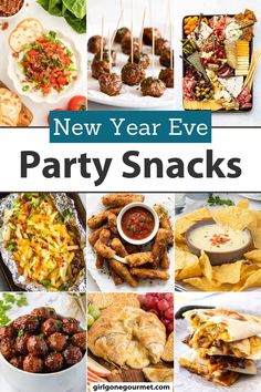 new year eve party snacks with text overlay