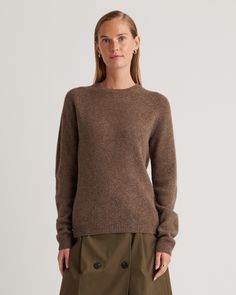 Set an ultra-cozy tone in our 100% Yak Wool Crewneck Sweater, a cold-weather all-star. Yak wool is warmer yet more breathable than cashmere, with naturally thermoregulating and moisture-wicking properties to keep you comfortable without overheating. Exceptionally soft to the touch and not at all itchy, this sweater feels as good as it looks, in a seamless design with natural elasticity. Odor-resistant and easy to care for, this classic style is one you'll have in your wardrobe for years to come. Heather Brown, Black Camel, Just Run, Softest Sweater, Crewneck Sweater, Black Charcoal, Quince, Crew Neck Sweater, All Star