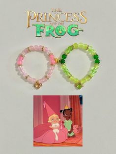 Girly Bracelets, Disney Bracelet, Homemade Bracelets, Bff Bracelets, Crystal Bead Jewelry, Princess And The Frog