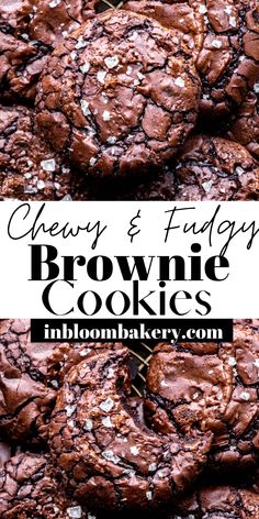 chewy and fudgey brownie cookies stacked on top of each other