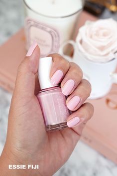 Essie Fiji Nail Polish swatch Pink Nail Polish Colors, Essie Pink Nail Polish, Light Pink Nail Polish, Pale Pink Nails, Soft Pink Nails, Pink Nail Art Designs, Pink Nail Colors, Baby Pink Nails, Pink Gel Nails