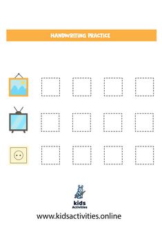 handwriting practice worksheet for kids with pictures