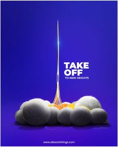 an advertisement for the new lighting company called take off, featuring cotton balls and a lamp