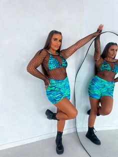 Stretchy Fishnet Crop Top, the perfect coverup for your Shimmyshine outfit! Perfect for nights out, events, holidays, raves, parties, festivals.. Fully tracked worldwide shipping Klarna, Clearpay and Laybuy available. High Quality Stretch Lycra Blend Exclusively designed and made in our UK studio Model is UK size 8-10 wears size 8. Waist 26-28, Bra size 34B, Height 5"3. All products are slim fitting due to the nature of the material. If you have any sizing questions please contact us. Hand-wash only Fishnet Crop Tops, Black Fishnets, Bra Sizes, Night Out, Cover Up, Crop Top, Hand Wash, Crop Tops, Festival