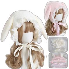 Fluffy Hats, Kawaii Hat, Velvet Accessories, Clown Hat, Rabbit Hat, Preppy Accessories, Japanese Sweet, Fluffy Hair, Christmas Accessories