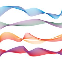 four different colored wavy lines on a white background