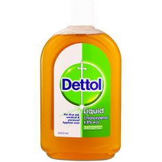 a bottle of dettol liquid on a white background