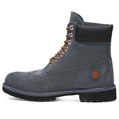 Timberland Premium 6 Inch Boot 'Grey Orange' A2DZG033 Timberland Gray Leather Boots, Gray Leather Timberland Boots, Classic Gray Leather Boots, Timberland Premium, Timberlands, 6 Inches, Street Wear, Orange, Boots