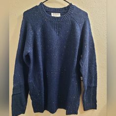 Nwt Man X Oneteaspoon Mr James Knit Sweater In Indigo, Size Small Style 18636a Pull On With Pockets It's An Indigo Sweater With Little Flecks Of Orange/Red Throughout The Material Men’s Blue Sweater Outfit, Cozy Blue Wool Sweater, Dark Blue Knitted Sweater, Blue Relaxed Fit Knit Sweater, Blue 1/4 Zip Sweater, Blue Orange, Colorful Sweaters, Sweater Sizes, Orange Color