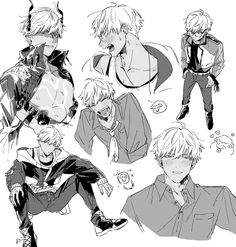 some anime character poses and expressions