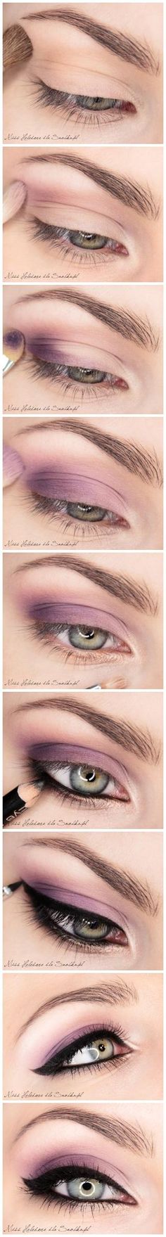 eyeliner + purple eye shadow Lila Makeup, Trucco Smokey Eye, Purple Smokey Eye, Makeup Smokey, Best Bridal Makeup, Linda Hallberg, Smokey Eye Makeup Tutorial, Beauty Make-up