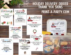 holiday delivery driver thank you signs, print - a - party com and other items