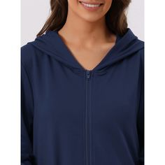 Womens Hoodie Zip Up Closure Pajama Nightshirt Long Sleeve Robe Loungewear with Pocket. This Hoodie Zip Up Nightshirt is the perfect choice for daily wear, or lounging wear at home. Versatile long dress for all occasions! With a loose casual maxi length, zip-up closure, soft fabric, and perfect hoodie design, this robe is everything you need for fully luxurious lounging wear. With a fully zip-up closure, practical pocket, and hoodie design, this nightshirt robe is everything you need for loungin Blue Hooded Sleepwear For Sleepover, Casual Blue Hooded Sleepwear, Navy Long Sleeve Sleepwear For Loungewear, Blue Long Sleeve Sleepwear For Relaxation, Comfy Long Sleeve Blue Sleepwear, Comfy Blue Long Sleeve Sleepwear, Casual Blue Sleepwear For Overnight, Casual Long Sleeve Blue Nightgown, Blue Casual Long Sleeve Nightgown