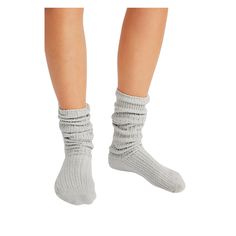 Staple Slouch Socks in Grey Introducing the must-have Staple Slouch Socks in Grey. Add a touch of comfort and luxury to your sock collection with these ultra-soft and cozy socks. Featuring a chunky, ribbed knit design and a slouchy silhouette, these socks also include a seamed heel and toe for added durability. Elevate your sock game with these essential staples. Sock Collection, Slouch Socks, Sock Game, Cozy Socks, Knitting Designs, Ribbed Knit, Socks, Knitting, Heels