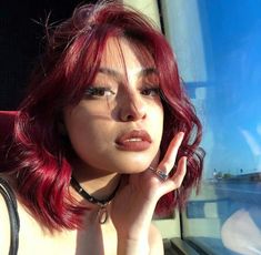 Red Short Hairstyles, Chocolate Red Hair Color Burgundy, Wine Hair Color Short, Short Cherry Coke Hair, Short Red Haircut, Short Wine Red Hair, Red Hair Short Hairstyles, Burgundy Hair Short, Dark Red Short Hair