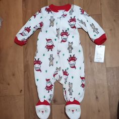 Nwt Baby "Carters" Christmas Sleep & Play Onsie W/Footie 100% Polyester New With Tag Same Day Next Day Shipping Smoke Free Pet Free Home Size Newborn White Holiday Onesie For Winter, White Winter Holiday Onesie, Cute Christmas Onesie, Cute Christmas Holiday Onesie, 3 Months, Kids Shop, Sleep, One Piece, Pet