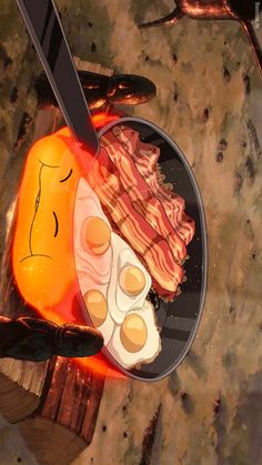 a plate with eggs, bacon and toast on it