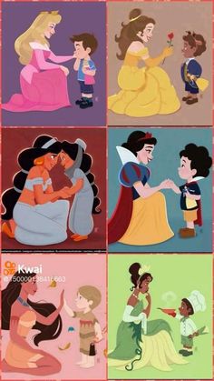 disney princesses with their names in different colors and sizes, all showing the same character