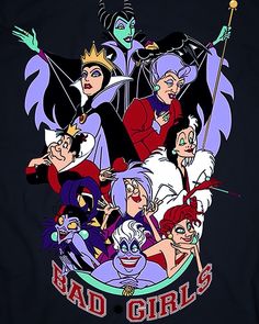 the evil queen and her gang from disney's bad girls t - shirt design