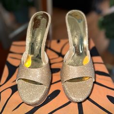 Gold Platform Heels, Brand New Gold Chunky Platform Heels, Gold High Heel Platform Sandals, Luxury Gold Platform Heels, Gold Leather Platform Heels, Gold Platform Heels, Gold Synthetic Slip-on Wedge Sandals, Gold Platforms, Platform Heels, Shoes Women Heels