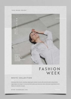 the fashion week flyer is displayed on a gray background