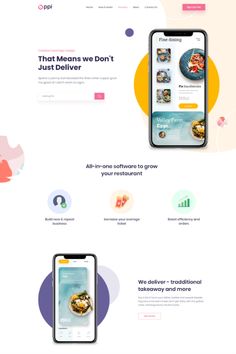 the landing page for an app designed to look like food