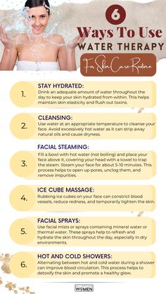 6 Ways To Use Water Therapy For Skin Care Routine, Natural face skin care, skincare solutions, clear skin Water Therapy, How To Grow Your Hair Faster, Facial Steaming, Good Skin Tips, Poor Circulation, For Skin Care, Skin Care Remedies