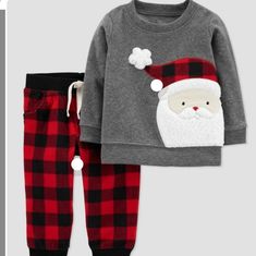 Baby Boys' 2pc Christmas Flannel Santa Top And Buffalo Checkered Bottom Set Baby Buffalo, Santa Graphic, Top And Bottom Set, Making Cookies, Check Pants, Christmas Flannel, Carters Baby Boys, Carters Girl, Capture Photo