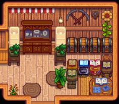 Stardew Valley Grandpa Shrine Ideas, Stardew Valley Cave Design, Stardew Crop Layout, Dining Room Stardew Valley, Stardew Valley Basement Layout, Stardew Valley Cellar Layout, Stardew Interior Design, Stardew Room Design, Stardew Valley Kids Room