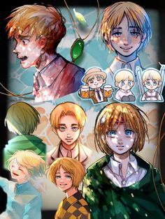 some anime characters with different hair colors