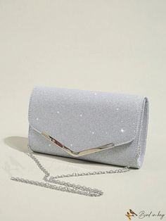 BirdinBag - Womens Glitter Evening Bag: Metal Edge Clutch Purse with Detachable Chain Strap Formal Purse Evening Bags, Purses For Hoco, Silver Clutch Bag Prom Purses, Cute Clutch Purse, Silver Bag Prom, Silver Bags For Prom, Silver Evening Bag, Silver Clutch Purse Prom, Silver Prom Bag