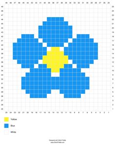 a blue and yellow flower is shown in the middle of a graphing sheet with squares