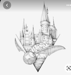 an artistic drawing of a castle in the sky