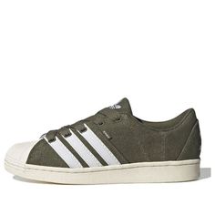 adidas Superstar Supermodified 'Olive Strata' FZ6367 Olive Sporty Sneakers For Sports, Khaki Sneakers With Vulcanized Sole For Streetwear, Khaki Sneakers For Streetwear With Vulcanized Sole, Olive Casual Sneakers For Streetwear, Khaki Sneakers With Boost Midsole For Streetwear, Urban Green Adidas Sneakers, Shoes Mens, Adidas