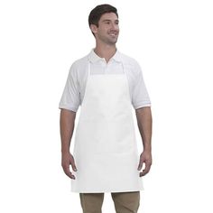 a man wearing an apron and smiling at the camera with his hands in his pockets