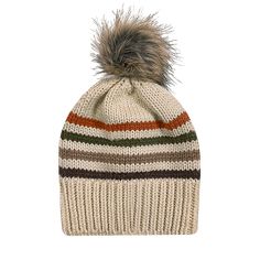 Our Big Sky Stripe Beanie with a Faux Pom is sure to add extra style to any outfit. With a ribbed bottom and stylish, fun stripe colors this easy fitting beanie will become a top favorite. Fabric: Acrylic Yarn Shape: Knit Size: OSFA Details: Cuff Knit w/ Faux pom Imported Striped Winter Hats One Size Fits Most, Winter Striped Hats One Size Fits Most, Striped Beanie Hat, One Size Fits Most, Striped Beanie Hat One Size, Adjustable Striped Winter Hat, Hat Size Chart, Striped Beanies, Big Sky, Hat Sizes