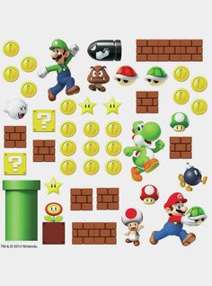 the super mario bros game is shown in this image, with many different characters on it