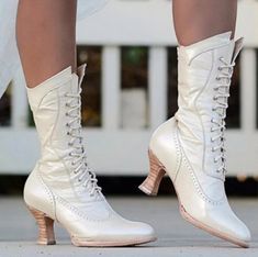 Steampunk Shoes, Women Heel Boots, Autumn Shoes Women, Mid Heel Boots, Lace Up High Heels, Martin Boots, Fall Shoes, Up Shoes, Mid Calf Boots